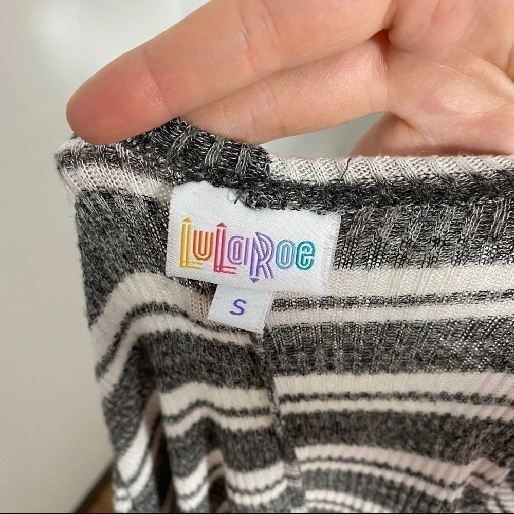 Lularoe Gray White Striped Cardigan Small